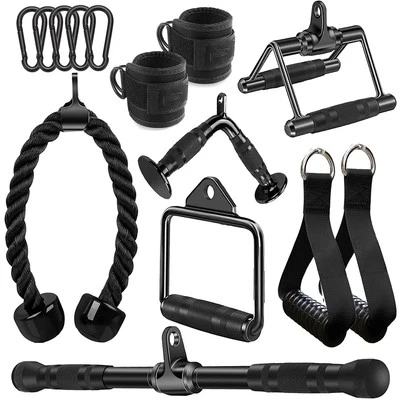 WNOEY Triceps Pull Down Attachment, Cable Machine Accessories for Home Gym, LAT Pul...
