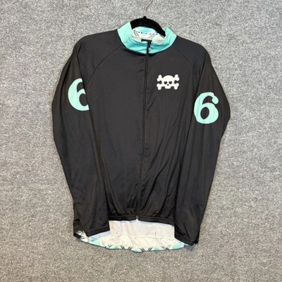 Camiseta deportiva de ciclismo Twin Six para mujer XL negra calavera huesos cruzados cremallera completa carrera raglán Foto 1 de 4