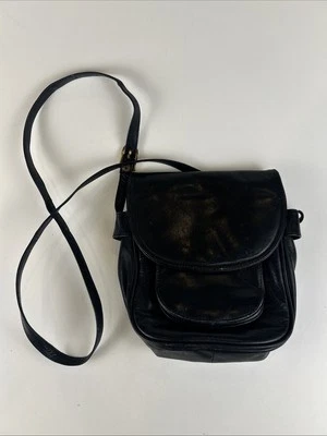 Bolso Bandolera Vintage Abro Cuero Negro Con Correa Ajustable Foto 1 de 4