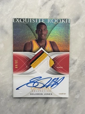 2006-07 Upper Deck Exquisite Soloman Jones /44 Gold Rainbow Rookie Patch Auto - Image 1 of 2
