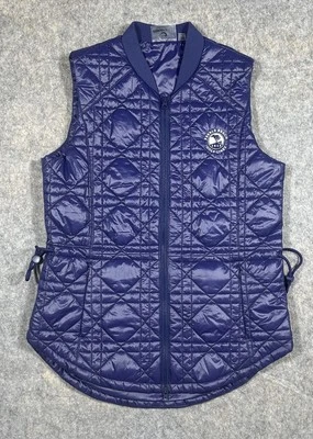 Foray 高尔夫绗缝长款背心女式 M 海军蓝高尔夫全拉链卵石海滩 — 第 1/4 张图片