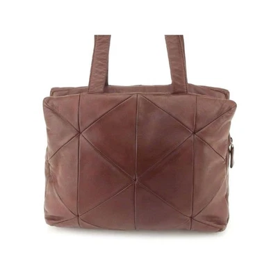 PRADA Tote bag Shoulder bag quilting designs Color brown lamb leather W34cm used - Image 1 of 4