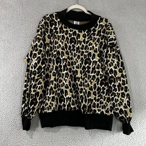 Suéter Ivy Jane Leopardo Cuello Simulado Brillo Talla M/L Nuevo con Etiquetas - Imagen 1 de 7