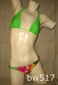 Sexy VERDE Y VIOLETA ESTAMPADO Bikini Traje de Baño-Auténtico Brasileño-NUEVO CON ETIQUETAS S - Imagen 1 de 1