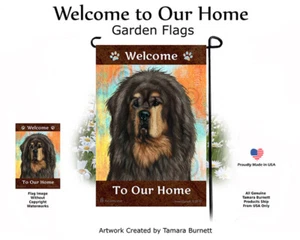 Bandiera Welcome Garden - Mastino Tibetano Nero e Marrone 239A - Foto 1 di 1