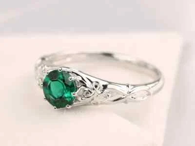Anillo mujer esmeralda plata esterlina 925 hecho a mano piedras preciosas verdes joyería para regalo Foto 1 de 4