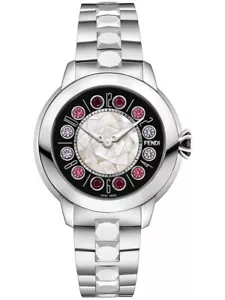 Fendi IShine schwarzes Zifferblatt 38 Diamanten Damenuhr F121021500D2T UVP 3200 £ OFFIZIELL - Bild 1 von 10