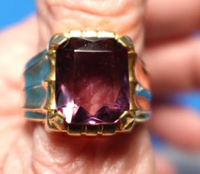 ANILLO VINTAGE AMATISTA RELLENO ORO 10K TALLA 8,75 5,8 GRAMOS Foto 1 de 3