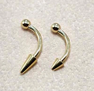 Piercing labial perno vertical con espiga de oro macizo de 14K barra curva ceja - Imagen 1 de 7