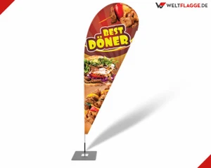 Beachflag - Best Döner  - Werbefahne inkl Druck und Mast  - 2,6m - 5,2m - Bild 1 von 11