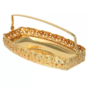 Gold Serving Tray Decorative Mirror Drinks Platter Holder Paandan Tray Handle - Bild 1 von 9