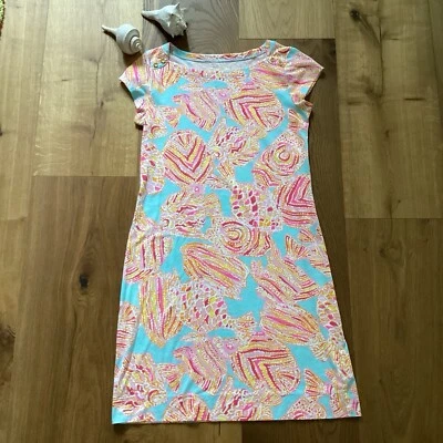 Lilly Pulitzer Loren T Shirt Dress Small Tini Bikini Tropical Fish Pima Cotton - Image 1 of 4