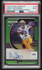 2020 Prizm Draft Neon Green 17/25 Justin Jefferson PSA 9 MINT Rookie Auto RC