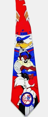 1994 New York Yankees Baseball Toons Neck Tie Taz, Daffy Duck, Sylvester 60" Cover
