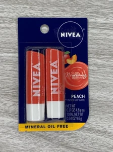 Nivea 2 pack Nourishing Moisture peach tinted lip balm .34 ounces - Picture 1 of 7
