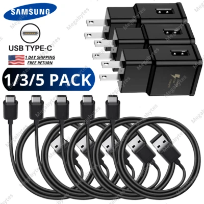 Adapter Fast Charger Type C With USB Phone Charging Cable For Samsung Galaxy LG - Image 1 of 4