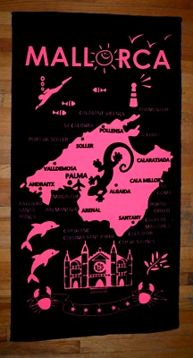 54" x 28" Hot Pink and Black Microfiber Beach Towel-Preowned - Image 1 of 2