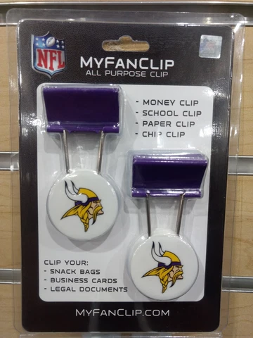 MINNESOTA VIKINGS 2 PACK OF CLIPS FOR BAGS MONEY OFFICE PAPERWORK BRAND NEW Cover
