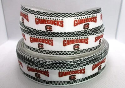 South Carolina Univ Gamecocks 1" Grosgrain Ribbon YOUR CHOICE 5 or 10 Yard (SC) - Image 1 of 3