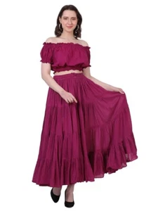 Wevez Jaipur Belly Dancers 25 Yard Cotton full Circle Skirt - Burgundy - Imagen 1 de 5