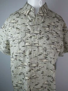 GREAT NORTHWEST White Fish Print Short Sleeve Button Fishing Shirt Mens  Large - Picture 1 of 7