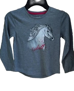 Carhartt Long Sleeve Gray Shirt Girls size 6 With Horse - Picture 1 of 3