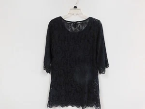 H & M Divided Women's  Dress Black Sheer Lacey Crocheted 3/4 Sleeve Size 8 - Picture 1 of 5