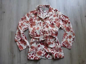 Rachel Zoe Button Up Linen Jacket Women's M Floral Tie waist Belted EUC - Picture 1 of 12
