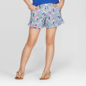 Girls' XXL(18) PURPLE Floral Print Pull-On Shorts - Cat & Jack - Picture 1 of 5