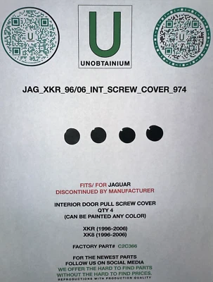 FITS/FOR JAGUAR XKR / XK8 (1996-2006) INTERIOR HANDLE SCRRW COVER PART# C2C366 - Image 1 of 4