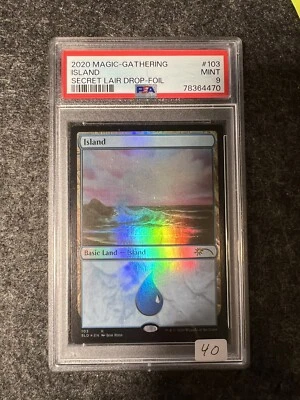 PSA 9 Island FOIL - 103 (Bob Ross) - 2020 Magic Secret Lair Happy Little MTG - Image 1 of 2