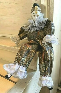 Vintage Musical Porcelain Ceramic Harlequin Clown Doll 'Send in the Clowns' Anco - Picture 1 of 11