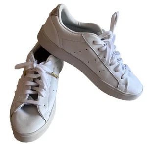 Adidas Sleek White Gold Beige Casual Women Sneaker Shoes DB3258 Size 8 - Picture 1 of 8
