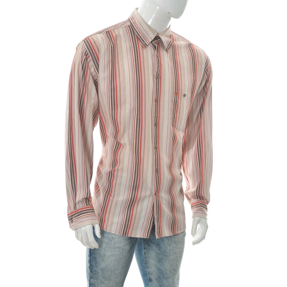 Camel Active Men's One-Pocket Button Down Shirt Long Sleeve Vertical Stripes - Image 1 of 4