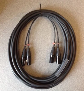 2 Way XLR Loom 15m - Black & Gold XLR's - Very High Quality Flexible Cable - Picture 1 of 3