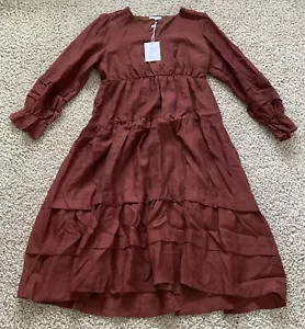 Maxi Vestido Para Mujer Polagram Color Marrón/Óxido Calado Pradera Campesina Talla XL - Imagen 1 de 7