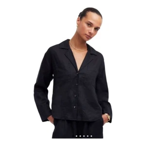 Camisa Madewell-534 Resort Manga Larga Negra 100% Ramie Talla Mediana - Imagen 1 de 14