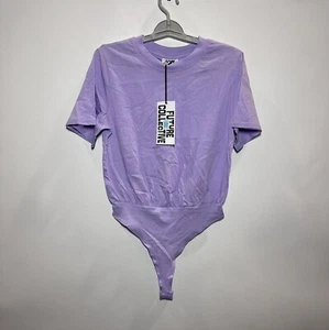 Women's Short Sleeve Everyday Basic Bodysuit - Future Collective Purple M - Picture 1 of 2