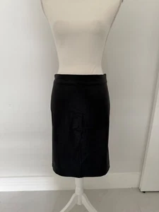 ALL SAINTS Black Leather Like Midi Stretch Metal Pencil Skirt NWT US 8 - Picture 1 of 8