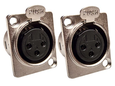 DEETECH Set 2 prese da incasso XLR femmina 3 poli, tipo D, femmina/argento