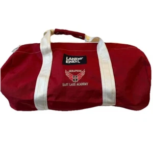 Vtg Lands End Duffle /Gym Bag Red White Medium”Seraphim East Lake Academy “ - Picture 1 of 20