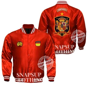 Spain National Football Team Red Satin Bomber Jacket UEFA Euro Cup 24 Champions - Picture 1 of 5