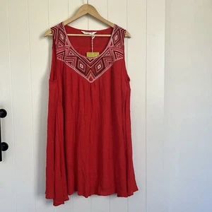 Virtuelle Woman’s Top Size 16 Orange Embroidered Yoke Lined Sleeveless NWT - Picture 1 of 9