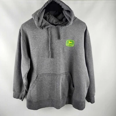 John Deere Hoodie Mens XXL Gray L/S Pullover Sweatshirt Logo - Image 1 of 4