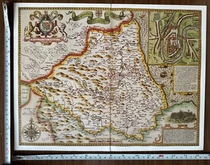 Old Antique Historic Tudor map Durham, England Speed 1600's Reprint - Picture 1 of 18