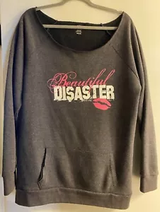 Schönes Disaster Langarm schulterfreies Sweatshirt mit rohem Saum Gr. XL neu ohne Etikett - Bild 1 von 2
