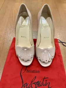 Christian Louboutin Amiralady Beige Peeptoe Heels 35.5 With Dustbag - Picture 1 of 9