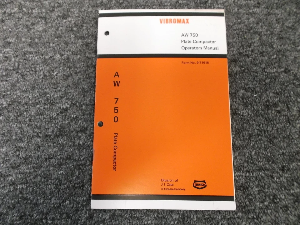 Case Vibromax AW 750 Plate Compactor Owner Operator Manual 9-71616 - Image 1 of 1