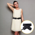 Elegant Black Sweater Dress for Women: Wide Belt and Stretch Waistband Included