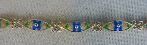 800 PULSERA DE ESLABÓN CADENA DE ESLABONES DE CADENA ESMALTE DE FILIGRANA DE PLATA ESTERLINA DE 6,5" - Imagen 1 de 5